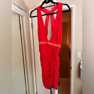 Coral Bebe Bodycon Dress with Jewels